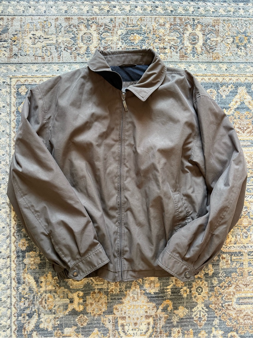 Liz Claiborne Men's Olive Brown Zip-Front Lightweight Jacket